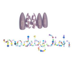 Animal Print Purple Pink Glitter Press On Nails